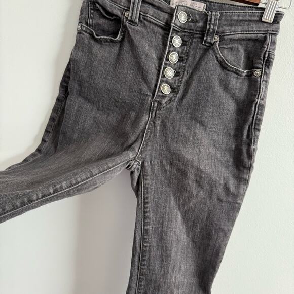 Free People Womens Irreplaceable Flare Jeans Galaxy Black High Rise Button Front - Picture 6 of 14